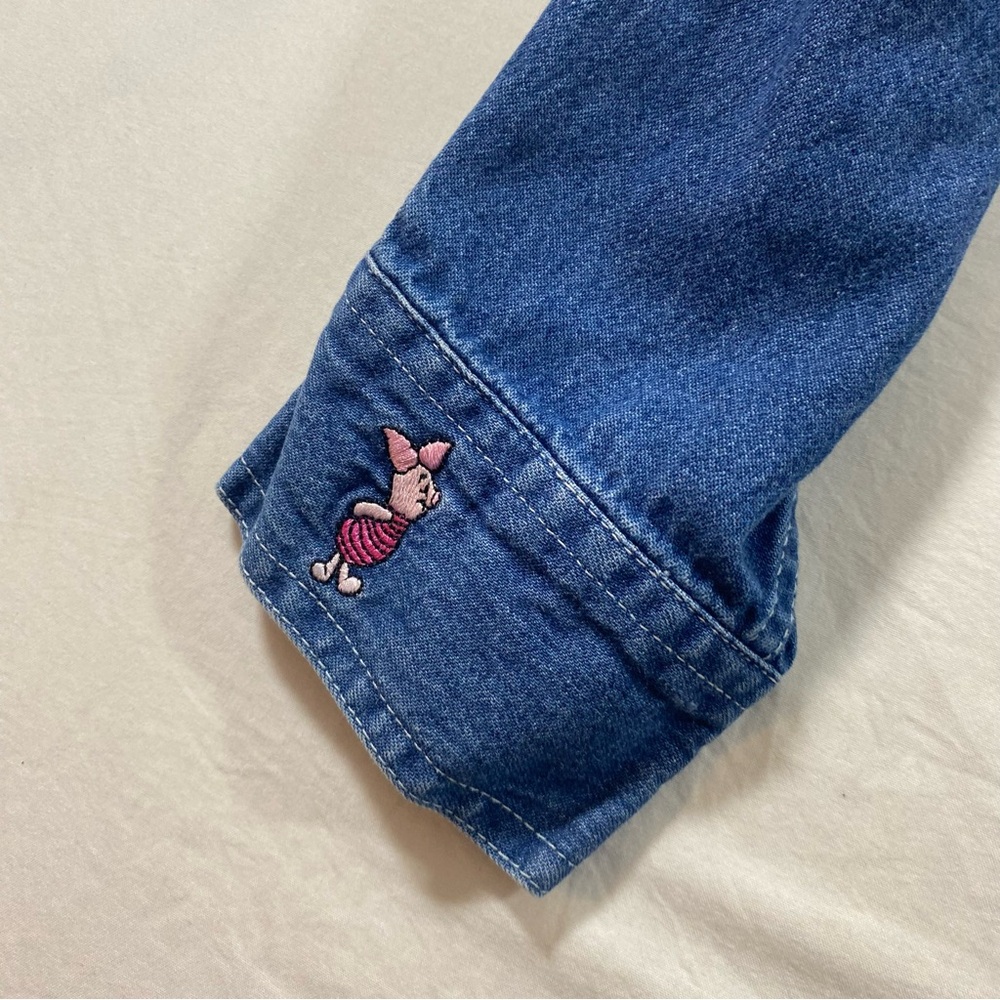 Disney Button Down Denim Shirt Top Embroidered Winnie Pooh Kanga Roo Casual - Picture 4 of 11